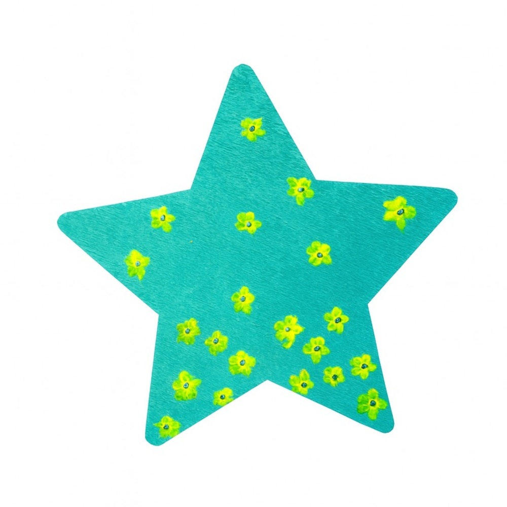 Vibrant Green and Yellow Star Hand-Painted Magnet
